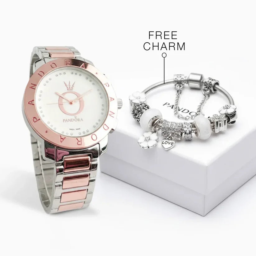 P A N D O R A Montres Halo + Bracelet Bonheur Complet Gratuit