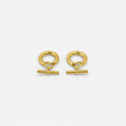 Boucles d'oreilles créoles dorées en T
