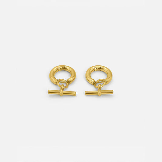 Boucles d'oreilles créoles dorées en T