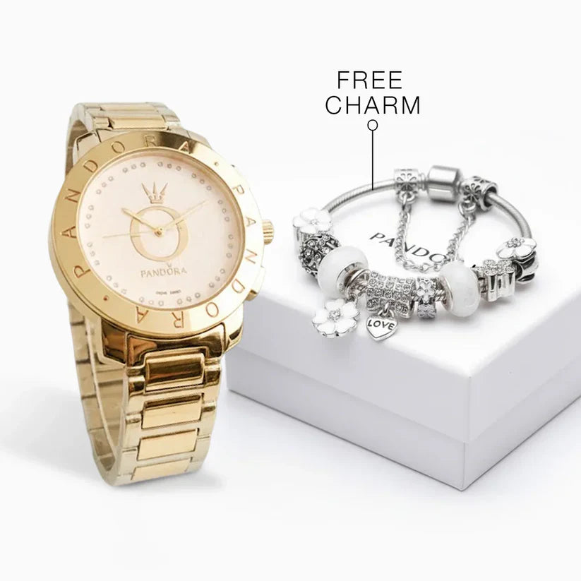 P A N D O R A Montres Halo + Bracelet Bonheur Complet Gratuit