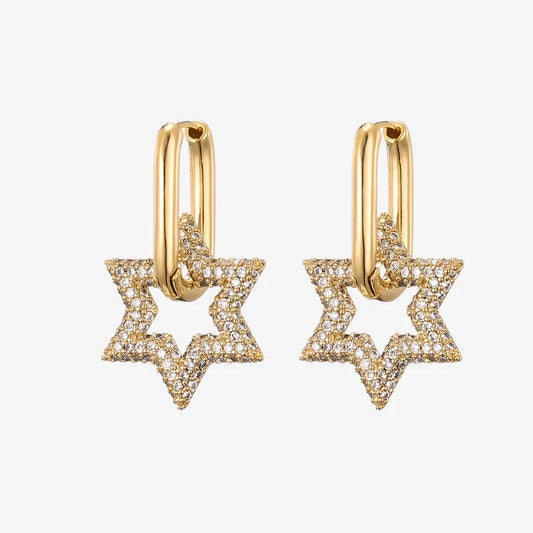 Boucles d'oreilles créoles Pavé étoilé