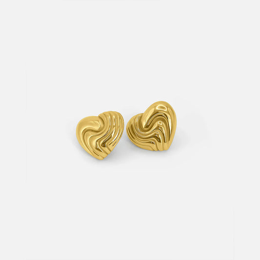 Boucles d'oreilles clous cœur texturé