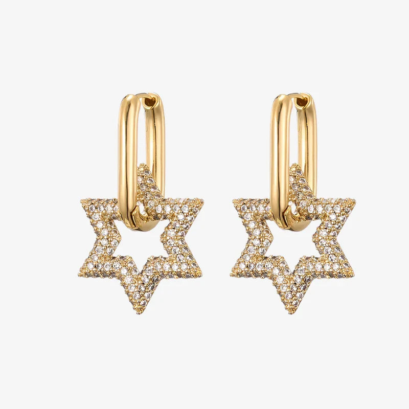 Boucles d'oreilles créoles Pavé étoilé