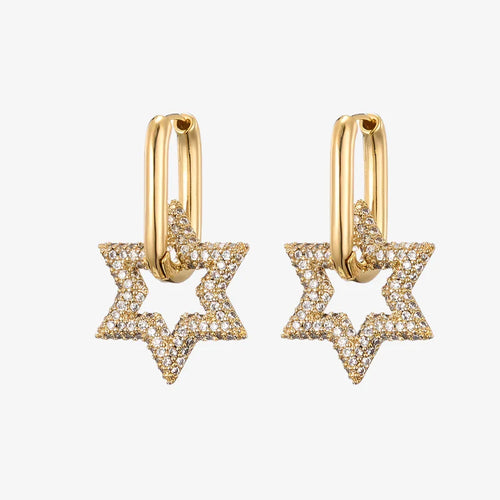 Boucles d'oreilles créoles Pavé étoilé