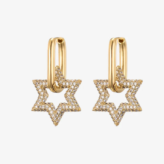 Boucles d'oreilles créoles Pavé étoilé