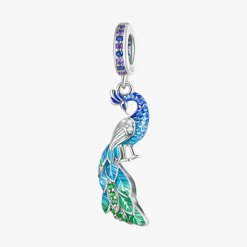 Breloque pendante Paon flamboyant