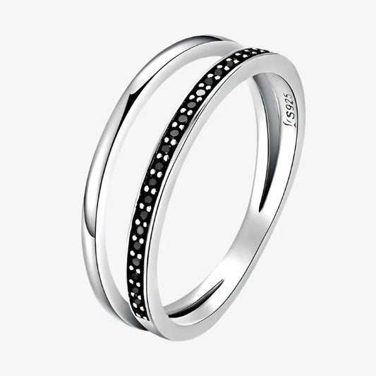 Bague noire à deux rangées