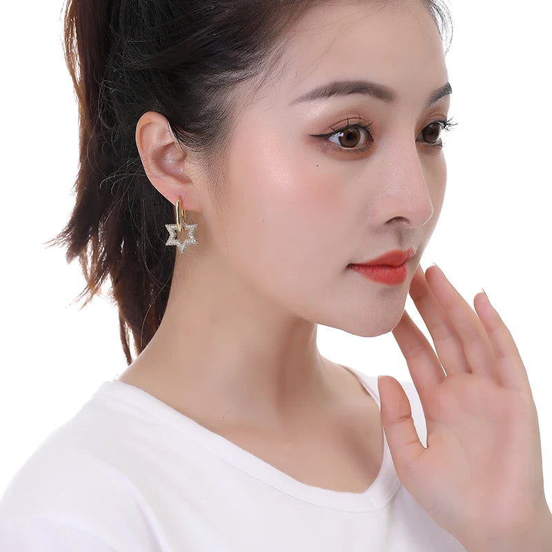 Boucles d'oreilles créoles Pavé étoilé