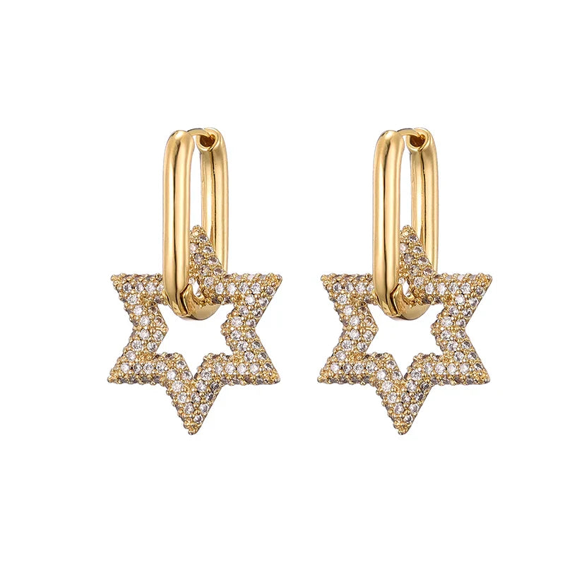 Boucles d'oreilles créoles Pavé étoilé